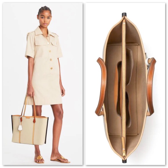 Tory Burch Perry Triple Compartment Canvas Tote - Picture 2 of 8